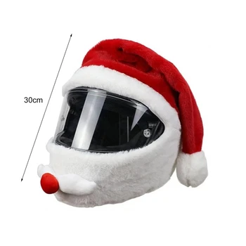 Мотоциклетный шлем, рождественская шляпа, плюшевый милый чехол для шлема ручной работы, праздничный капюшон шлема в рождественском стиле, рукав