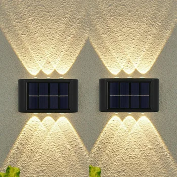 Светодиодный солнечный настенный светильник на открытом воздухе, водонепроницаемый, работающий на солнечных батареях, Свет ВВЕРХ и вниз, освещающий Украшение дома, сада, крыльца, двора