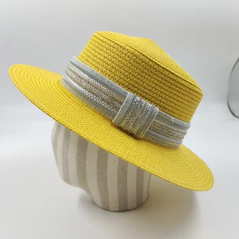 летняя соломенная шляпа с плоским верхом, фетровая шляпа, пляжная шляпа, набор фетровых шляп для вечеринок, джазовая соломенная шляпа, летняя рекламная шляпа
