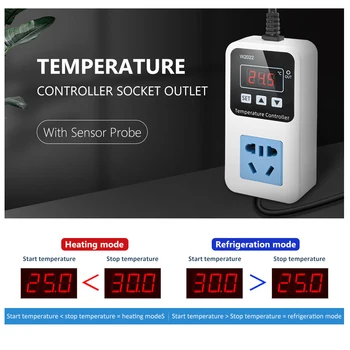 W2022 AC110/220V Точный контроль температуры 1500 Вт Умный цифровой светодиодный дисплей Термостат Микрокомпьютерный регулятор температуры