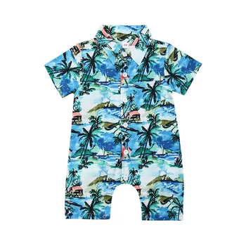 Комбинезон для новорожденных мальчиков 0-24 м, комбинезон с гавайским принтом, комбинезон с коротким рукавом, наряд