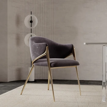 Легкое итальянское роскошное кресло из овечьей шерсти со спинкой, Современный простой обеденный стул для отдыха, кресло для переодевания