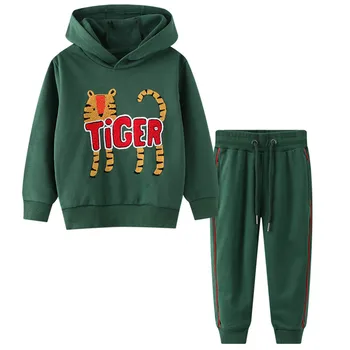 Комплекты хлопчатобумажной одежды Jumping Meters Tigers, хит продаж, детская одежда, 2 предмета, осенне-весенние толстовки, детские костюмы