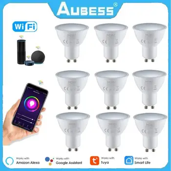AUBESS Tuya GU10 Светодиодная Умная лампа 90-265 В 5 Вт RGB CW WW Wifi Ампула GU10 Светодиодная лампа Работает С Alexa Google Home