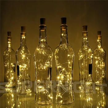2 м 20-светодиодная гирлянда из медной проволоки с пробкой для бутылки для стеклянных бутылок для рукоделия Свадебные украшения Рождественские гирлянды