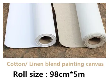 ширина 98 см, 5 м оптовая цена смесь хлопка и льна, два варианта рулона холста для рисования