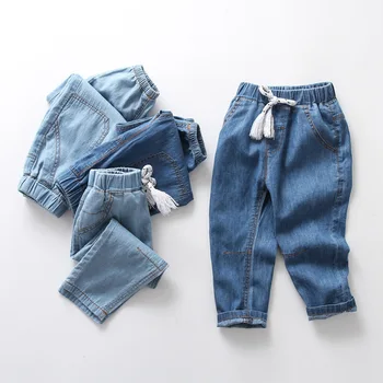 Летние Новые детские брюки с защитой от комаров, джинсовые брюки, тонкие хлопковые удобные джинсы для мальчиков и девочек