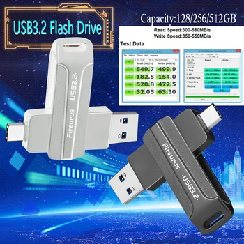 Fireurus SSD USB3.2 Флешка USB Флэш-накопитель 128 ГБ Флэш-диск 64G Флэш-накопитель USB2.0 Клавиша Большого пальца Высокоскоростной компьютер ПК