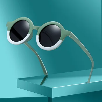 Винтажные солнцезащитные очки с защитой UV400 Классические детские Милые леопардовые двухцветные круглые солнцезащитные очки в форме мультяшного медведя для мальчиков и девочек