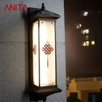Солнечный настенный светильник ANITA для творчества на открытом воздухе, бра с китайским узлом, светодиодный Водонепроницаемый IP65 для дома, виллы, балкона, двора