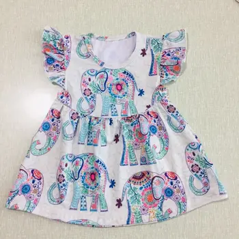 Летняя детская одежда для маленьких девочек, комплект одежды с принтом слона, бутик детской одежды Toddle