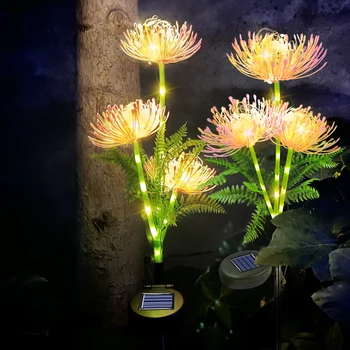 2 шт. светодиодный солнечный цветочный светильник, садовые декоративные цветы, водонепроницаемая ландшафтная лампа для газона, для рождественского украшения внутреннего дворика