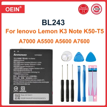 2021 Новый аккумулятор BL243 для lenovo Lemon K3 Note K50-T5 A7000 A5500 A5600 A7600 2900 мАч для резервного копирования мобильного телефона