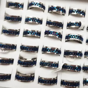 Модные Кольца-цепочки из нержавеющей стали с возможностью вращения Для мужчин И женщин, Синее кольцо-прядильщик, Бижутерия Bague Femme Anillos Mujer