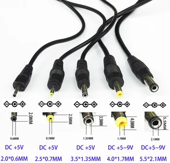 Кабель 80 см USB-порт к DC 2,0 2,5 3,5 4,0 5,5 мм Разъем 5 В Постоянного Тока Черный Для Светодиодной Лампы Или Другого Оборудования