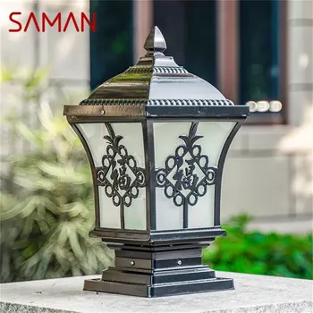 SAMAN Outdoor Classic Post Light Ретро Водонепроницаемая стойка, светодиодные настенные светильники для дома и сада