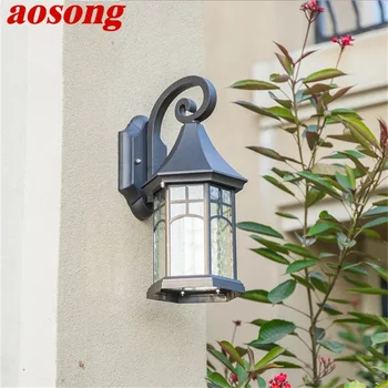 Настенный светильник AOSONG Outdoor в стиле ретро, Классические светодиодные Водонепроницаемые бра для дома, Виллы на крыльце