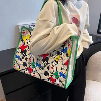 Холщовая сумка через плечо с Микки Маусом из мультфильма Диснея, женская сумка-тоут 2022, новая сумка для покупок, сумка-тоут через плечо