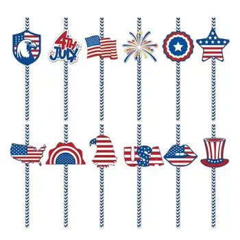 1 комплект Практичной соломинки ко Дню Независимости США с украшением в виде флага, без запаха, одноразовой соломинки, красивой для коктейля
