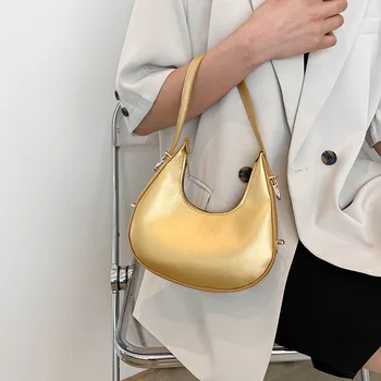 Женские Роскошные дизайнерские сумки из искусственной кожи, кошельки 2023, модные винтажные сумки через плечо с двойной застежкой-молнией в виде полумесяца