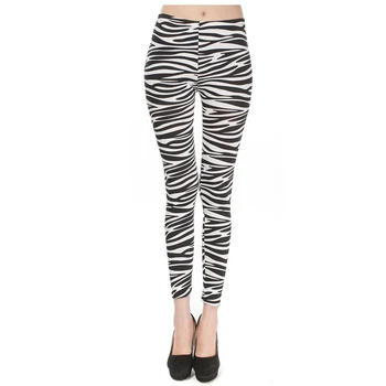 Женские модные Леггинсы с леопардовым принтом, трендовые леггинсы в полоску зебры, укороченные брюки из молочного шелка, женские дышащие спортивные леггинсы