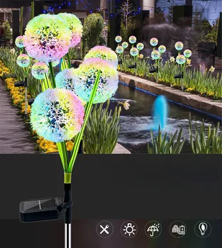Открытый солнечный сад Цветы одуванчика IP65 Водонепроницаемый декоративный светильник для свадьбы на лужайке во дворе
