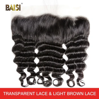 BAISI Бразильские натуральные волнистые девственные волосы, прозрачное кружево спереди, предварительно выщипанный натуральный волосяной покров, 100% человеческие волосы