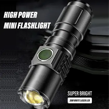 Мощный светодиодный фонарик с USB-аккумулятором Zoom Torch Дальность освещения 2000 м, прожектор, 4 режима, Водонепроницаемый наружный фонарь