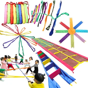 Восьмиугольный игровой зонт игрушки для улицы Раннее образование перетягивание каната в детском саду Тренировка чувств Радужный зонт командная игра