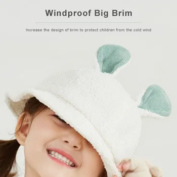 2020 Модная детская теплая шапка-ведро, осень и зима, сохраняющая тепло, детская шапочка с объемными кроличьими ушками и хвостом