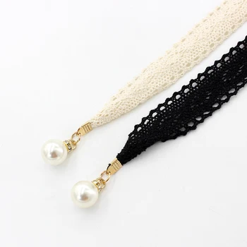 Универсальная кружевная цепочка ITSSIBUK, украшенная жемчугом, для женского платья с застежкой на талии и веревкой для завязывания на талии.