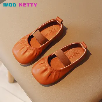 Девочки кожаная обувь весна осень корейский выпуск удобные детские легкие мягкой подошве на плоской подошве Принцесса обувь