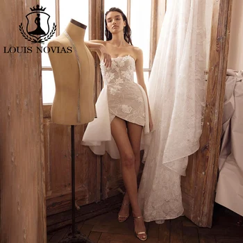 LOUIS NOVIAS 2 В 1 Свадебные платья Русалки для женщин 2023 С аппликацией в виде сердечка, Съемный шлейф, Свадебное платье Vestidos De Novia