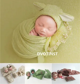 DVOTINST Реквизит для фотосъемки новорожденных Вяжем крючком Комбинезон, Шляпу, одеяло, комплект для фотосессии, аксессуары для студийной съемки, Фото