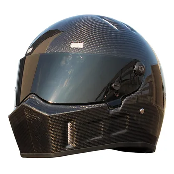 Одобренный DOT Безопасный мотоциклетный шлем из углеродного волокна для шоссейных гонок с полным лицом, Мужской Винтажный автомобильный шлем Stig для Картинга