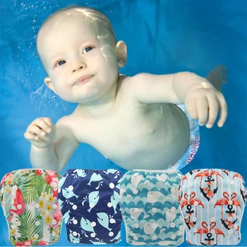 Детские и для малышей, регулируемые по размеру Многоразовые подгузники для плавания Ohbabyka, водонепроницаемые штаны для новорожденных, летние купальники