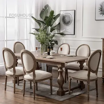 Французские стулья для гостиной, кухни, столовой, американский семейный ресторан, вилла из цельного дерева, свадебное кресло для переодевания, стул для магазина одежды