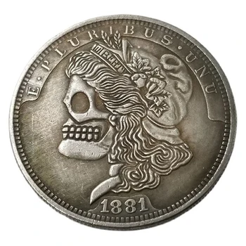 Монета Странника Америки 1881 года с рисунком черепа и орла; Коллекция памятных монет; ремесла; Сувениры; Орнамент; Монета СВОБОДЫ США.