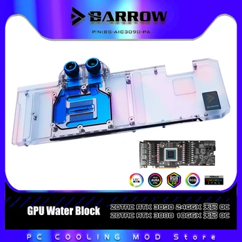 Блок Водяного Охлаждения Графического процессора BARROW Для Видеокарты ZOTAC RTX 3090/3080 TQ OC, Медный Радиатор VGA с Полным покрытием 5V A-RGB BS-AIC3090-PA