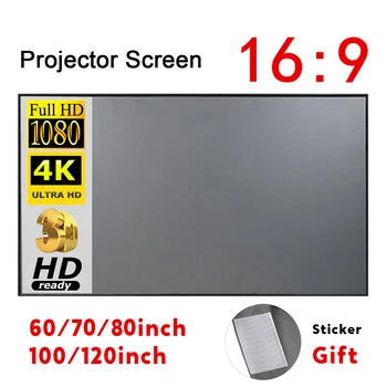Портативный проекционный экран Простая шторка для защиты от света 60 70 80 100 120 дюймов Проекционные экраны для домашнего офисного проектора на открытом воздухе