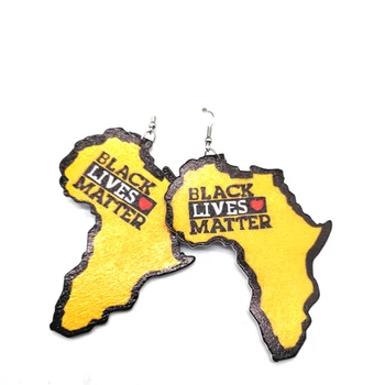 Деревянные серьги 2019 Africa Black Lives Matter могут быть смешанных 5 цветов