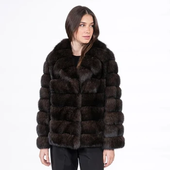 Пальто из лисьего меха, женская куртка из натурального лисьего меха, зимнее пальто с шапкой из натурального лисьего меха, женская роскошная одежда
