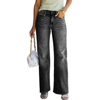 Женские летние горячие джинсы, свободные широкие джинсовые брюки с высокой эластичностью