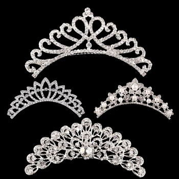 Корона принцессы для девочек, Свадебная Корона, Тиара, Диадема, Хрустальные Цветочные Свадебные Аксессуары для волос, Головные украшения