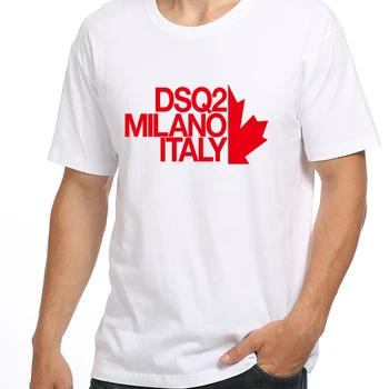 новая брендовая мужская Летняя футболка DSQ2 с надписью Мужская Повседневная Свободная футболка для пары DSQ с принтом кленового листа, уличная футболка в стиле Хип-хоп, белая
