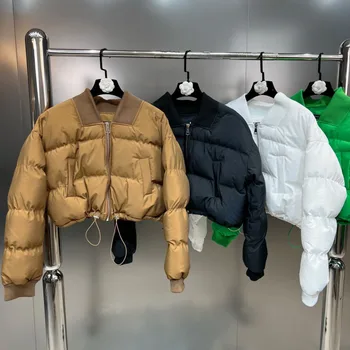 Подготовка к Зиме 2022, Новое Поступление, Хлопковая куртка с V-образным вырезом и завязками, женское короткое пальто GH071