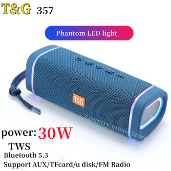 Беспроводной динамик Bluetooth TG375 Портативная звуковая колонка с RGB подсветкой TWS 360 Стерео сабвуфер FM-радио Бумбокс