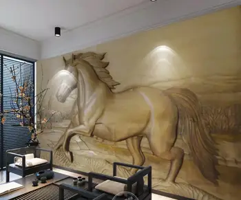 20 Пользовательских обоев 3D Рельефная Лошадь, Бегущая к художественной настенной росписи Обои для гостиной спальни