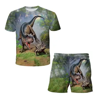 Детские комплекты одежды с динозаврами, одежда для мальчиков 